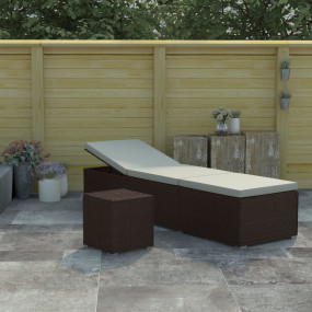 Sun Lounger Brown PE rattan Standard Adjustable Armrest...