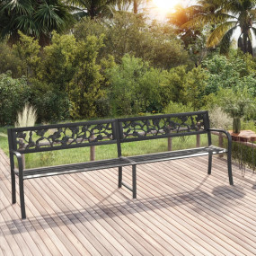 Garden Bench Black Powder-coated steel, plastic 97 in w...