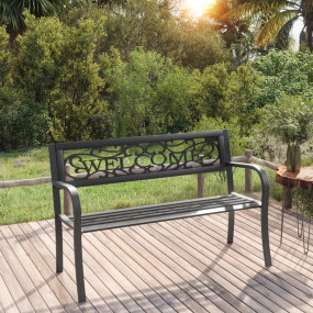 Garden Bench Black Powder-coated steel and plastic Stan...