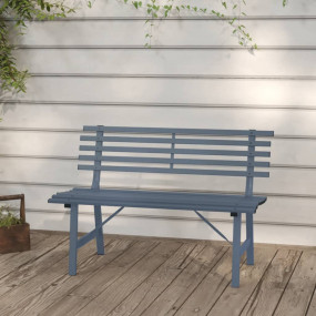 Garden Bench Grey Powder-Coated Steel Medium Garden Ben...
