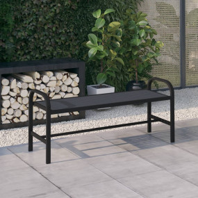 Garden Bench Black Steel, WPC Standard Durable Garden B...