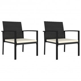 Garden Dining Chair Set of 2 Black Poly rattan Medium D...