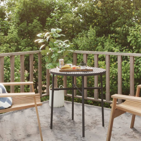 Tea Table Black PE rattan, powder-coated steel, PP boar...