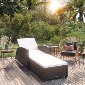Sun Lounger Black and Cream White