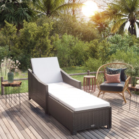 Sun Lounger Black, Cream White