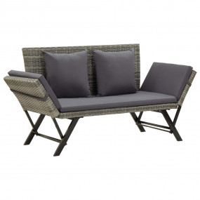 Garden Bench Grey Poly rattan, powder-coated steel, 100...