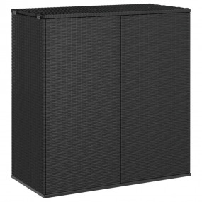 Cushion Box Black PE Rattan Large Cushion Box Rectangul...