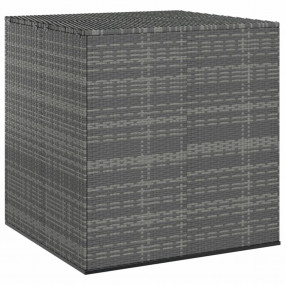 Cushion Box Grey PE Rattan, Powder-Coated Steel Large C...