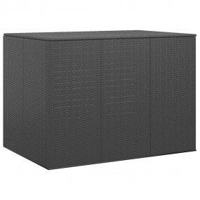 Cushion Box Black PE rattan, powder-coated steel