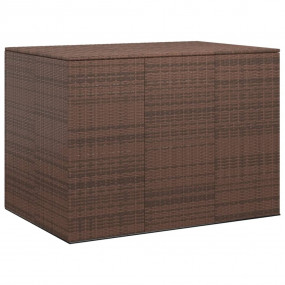 Cushion Box Brown PE rattan, powder-coated steel