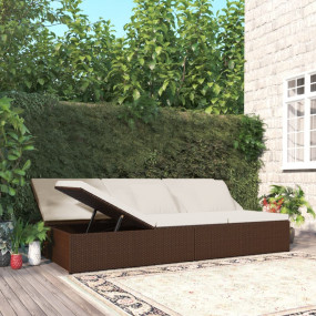Patio Sun Bed Brown and Cream White