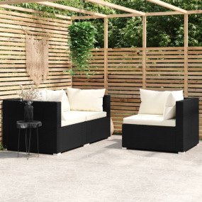 Garden Lounge Set Black PE rattan Standard Modular