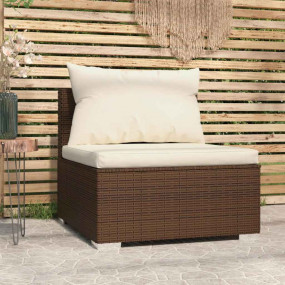 Garden Middle Sofa Brown PE rattan, powder-coated steel...