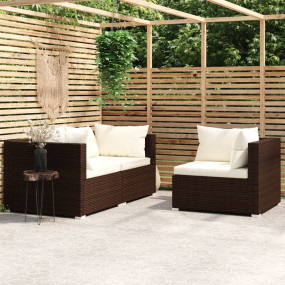 Garden Lounge Set Brown PE rattan, powder-coated steel,...