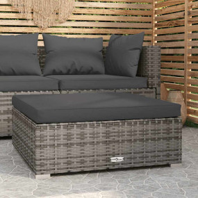Garden Footrest Grey PE rattan 27.6x27.6x11.8 in Modula...