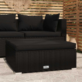 Garden Footrest Black PE rattan, powder-coated steel, p...