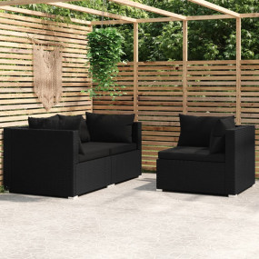 Garden Lounge Set Black PE rattan Medium Modular