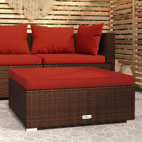 Garden Footrest Brown PE rattan 27.6 x 27.6 x 11.8 in M...