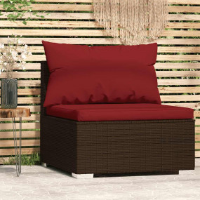 Garden Middle Sofa Brown PE rattan, powder-coated steel...