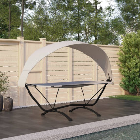 Outdoor Lounge Bed Cream Steel, Oxford Fabric Large