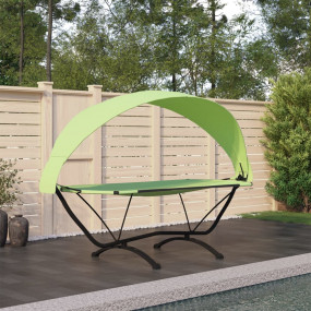Outdoor Lounge Bed Green Steel, Oxford fabric Large