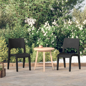 Garden Chair Set of 2 Anthracite Polypropylene Stackabl...