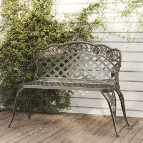 Garden Bench Green Cast Aluminum Medium Durable Garden ...