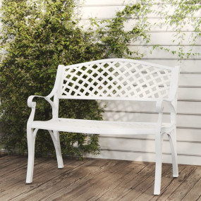 Garden Bench White Cast Aluminum, Cast Iron Medium Dura...