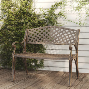 Garden Bench Bronze Cast Aluminum, Cast Iron Medium Dur...