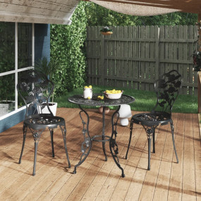Bistro Chair Set of 2 Black Cast Aluminum Standard