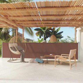 Side Awning Brown Polyester with PU coating, Powder-coa...