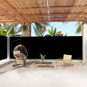Side Awning Black Polyester, PU coated 78.7 x Retractab...