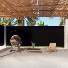 Side Awning Black Polyester, Steel, Aluminum Large Retr...
