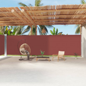 Side Awning Brown Polyester Extra Long Retractable Awni...