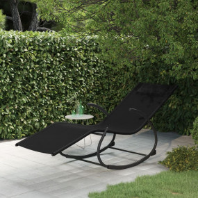 Sun Lounger Black Powder-coated steel, textilene Medium