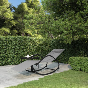 Sun Lounger Grey Powder-coated steel, Textilene, foam L...
