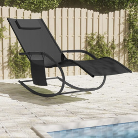 Sun Lounger Black Powder-coated steel, textilene Standa...