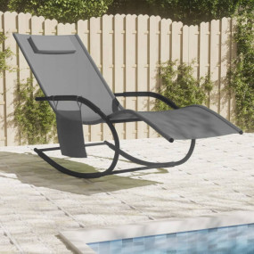 Sun Lounger Grey Powder-Coated Steel Medium Sun Lounger