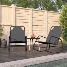 Sun Lounger Set of 2 Grey Powder-coated steel, textilen...