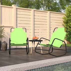 Sun Lounger Set of 2 Green Powder-coated steel, Textile...