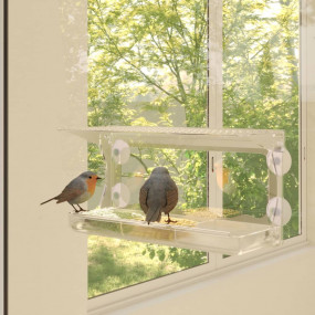 Window Bird Feeder Transparent Acrylic 11.8 x 4.7 x 5.9...