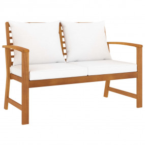 Garden Bench Wooden with cream cushions
