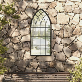 Garden Mirror Black Iron, glass 39.4 x 17.7 in Decorati...