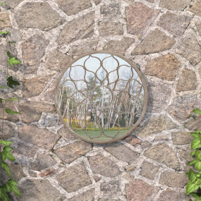 Round Garden Mirror Sand Iron, Glass 23.6 in diameter