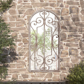 Garden Mirror Sand Iron, Glass 27.6 x 11.8 in Decorativ...