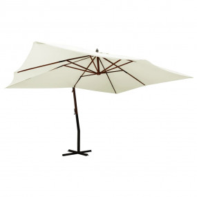 Cantilever Garden Parasol Sand White Solid hardwood 157...