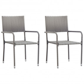Garden Dining Chair Set of 2 Grey PE rattan, steel