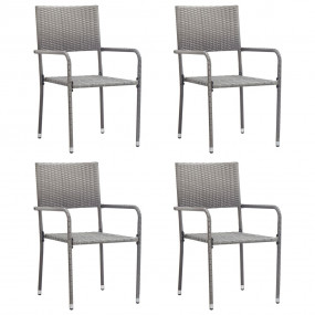Garden Dining Chair Set of 4 Grey PE rattan, steel Stan...