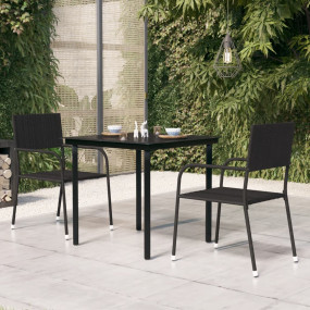 Garden Dining Table Black Powder-coated steel, glass Me...