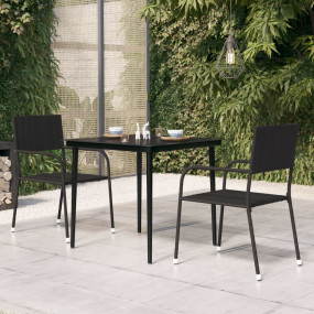 Garden Dining Table Black Powder-coated steel, glass